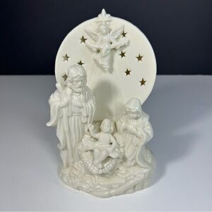 White Porcelain Christmas Nativity Family Votive Ceramic Tea Light Candle Holder
